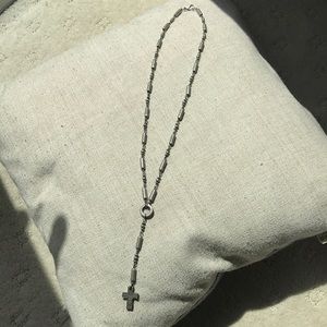 G By Guess Silver Rosary Necklace